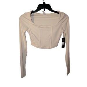 Heart & Hips Size M White Crop Long Sleeve (J21)